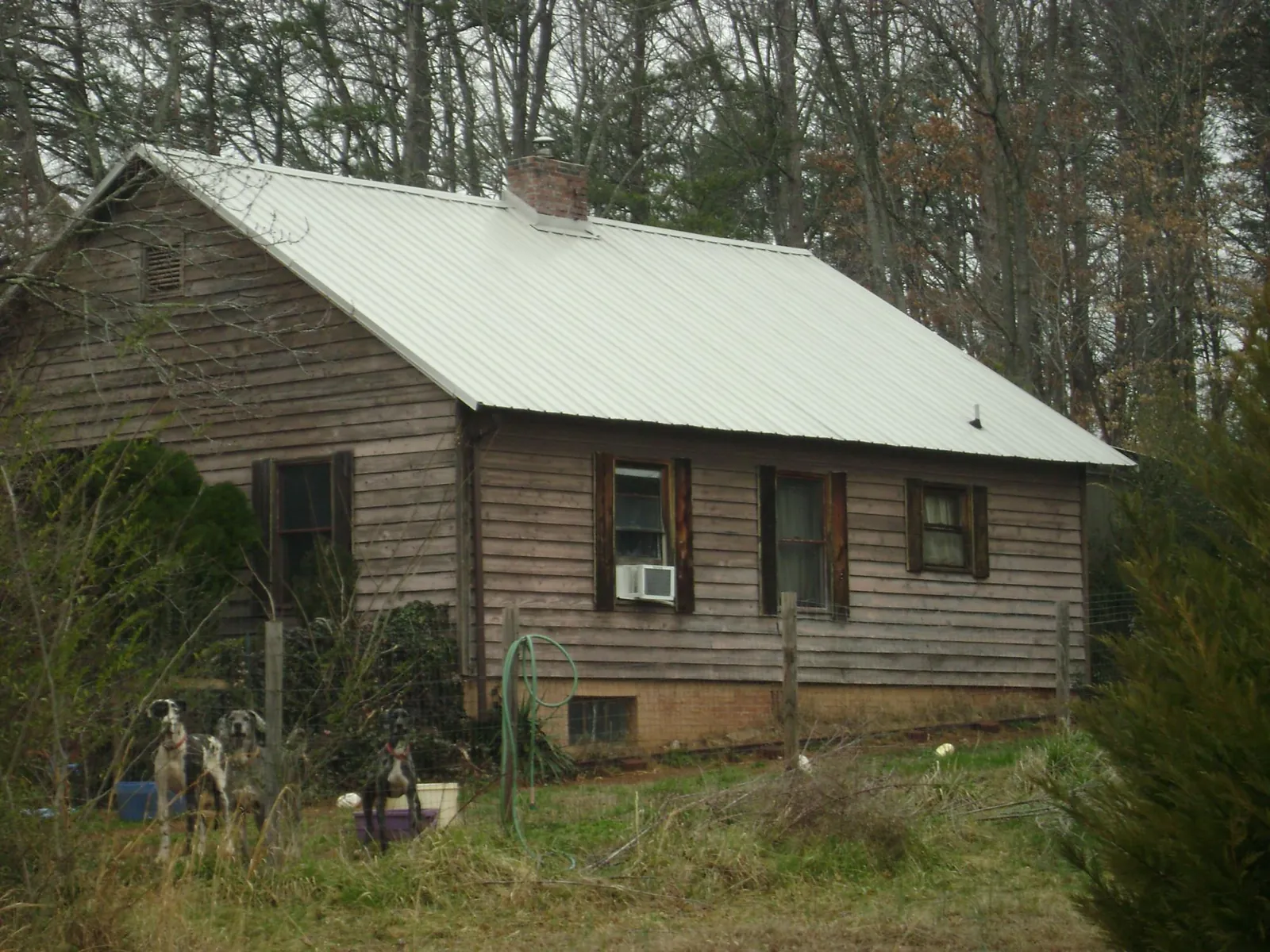 White metal roof on an old wood sided farmhouse, from a Metal Roof Installation job in Waltham